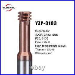 CNC Tools Carbide Three Teeth Spiral Milling Cutter M8 Thread Mill Metric Router