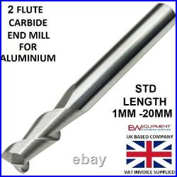 Carbide Slot Drill High Helix End Mill For Aluminium 2 Flute 1mm 20mm