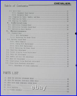 Chevalier Falcon FM-3VK FM-2SK Mill Milling Machine Operations & Parts Manual