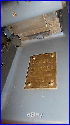 Derbyshire Micromill Mini Milling Machine Compound Lathe Watchmakers USA WWII