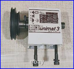 Emco Unimat 3 Lathe Headstock M14x1 Spindle with Speed Label, BoltsC & Pulley A15X