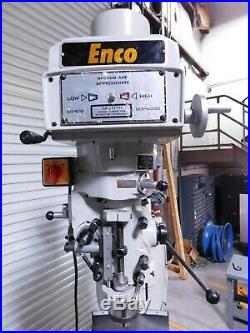 Enco 9 x 49 Knee Milling Machine with Variable Speed Pulley 3HP 220V 1PH USED