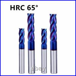 End Mill Carbide Steel Milling Cutter 4f Cnc Lathe Cutting Tool Hrc65° 1-20mm