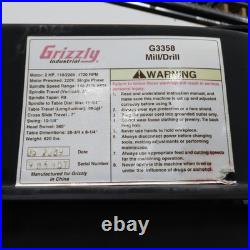 Grizzly G3358 1HP Milling / Drilling Combo Machine 140-2570RPM 3PH 2 Tailstocks