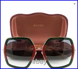 Gucci Men / Women Design Sunglasses GG0106S 007 Green Gold/Grey Gradient Lens