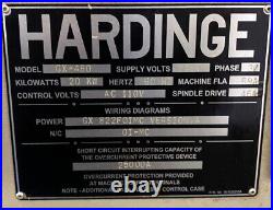HARDINGE #GX480 VERTICAL MACHINING CENTER Age 2007