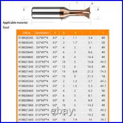 HRC55° Dovetail Milling Cutter Solid Carbide End Mill 1.5mm-16mm 45° 60° Angle