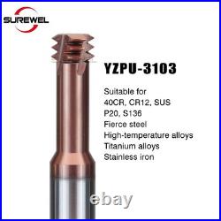 HRC68 Balzers Coated Carbide end mill UNC UNF Three Teeth Thread Milling Cutter