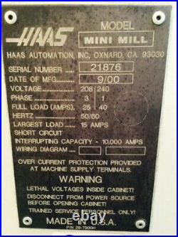 Haas CNC Minimill Milling Machine