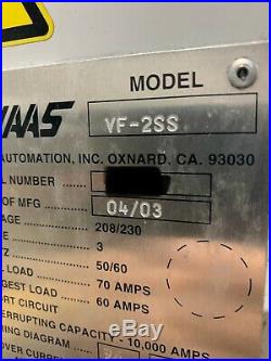 Haas Model VF2-SS High Speed CNC Vertical Machining Center