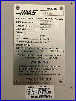 Haas Vf-1b Vertical Machining Center VMC 30 HP 10000 RPM 4th Cnc MILL Vf 2 Ss