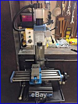 HiTorque Mini Mill Milling Machine with Stand, Swivel Vise, Power Feed, Tooling