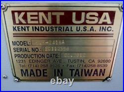 KENT USA KVR-2418A Vertical Machining Center 24 ATC X 24 Y 18 CHILLER LOW HRS KENT USA KVR-2418A Vertical Machining Center 24 ATC X 24 Y 18 CHILLER LOW HRS