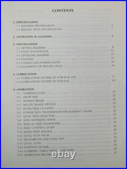 Kent USA KTM 2S, 3VK, 5VK Vertical Turret Mill, Operation and Parts Manual