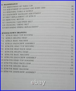 Kent USA KTM 2S, 3VK, 5VK Vertical Turret Mill, Operation and Parts Manual
