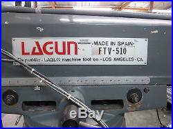 LAGUN FTV-510 Heavy Duty Vertical Milling Machine Year 1989