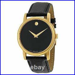 MOVADO Museum 2100005 Gold Classic Black Dial Leather Wrist Watch Men's