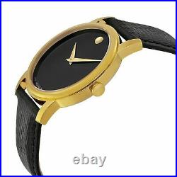 MOVADO Museum 2100005 Gold Classic Black Dial Leather Wrist Watch Men's