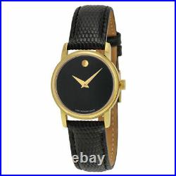 MOVADO Museum 2100006 Gold-tone Black Dial Leather Strap Quartz Ladies Watch