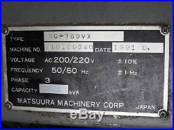 Matsuura MC-760VX CNC Vertical Machining Center Fanuc Control, ID# M-021
