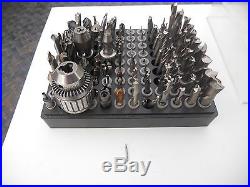 Milling machine end mill set, brigeport metal working tooling, chucks, tool holde