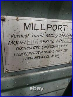 Millport 3hp Knee Milling Machine #879FML