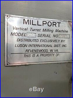 Millport Vertical Milling Machine 3hp 3 Phase 230 / 480 10x50 Table Power Feed