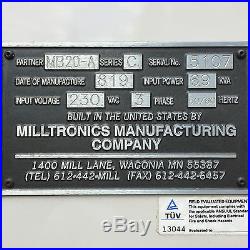 Milltronics Partner MB20 3 Axis CNC Milling Machine New Centurion 6 CNC Control