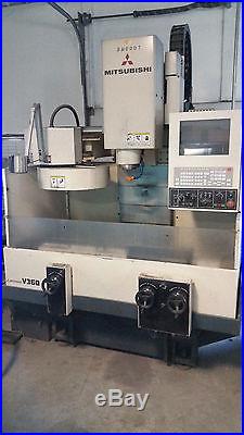 Mitsubishi V360 Vertical CNC Mill with tool holders and book