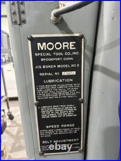 Moore Jig Borer Model No 2 Machine Precision Boring Press Mill 19x10