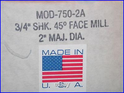 NOS USA AMERICAN SUN 2 45' Chamfer Face Mill 3/4 Shk, Bridgeport DeckelL 750-2A