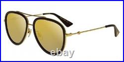 New GG0062S 001 Black Gold Aviator Sunglasses with Gold Mirror l