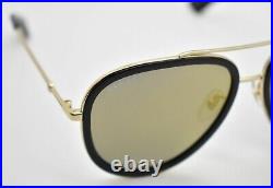 New GG0062S 001 Black Gold Aviator Sunglasses with Gold Mirror l