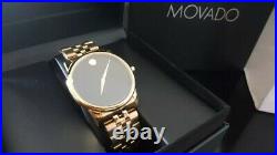 New MOVADO 0606997 Black Dial Gold PVD Museum Classic Swiss Quartz Men's Watch