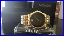 New MOVADO 0606997 Black Dial Gold PVD Museum Classic Swiss Quartz Men's Watch