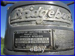 Nice 1965 1 HP Bridgeport J Head Vertical Milling Machine 9 x 42 Power Feed