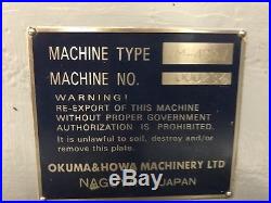 Okuma Howa 16 x 40 Vertical Machining Center. Fanuc 18M CNC, Swing Arm #20 ATC