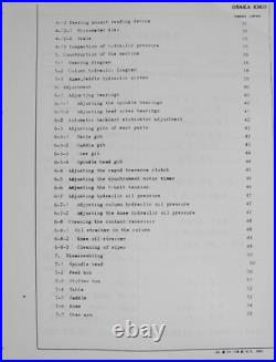 Osaka OKK MDH 4V 4P 5V 5P Operation, Maintenance and Hydraulics Manual
