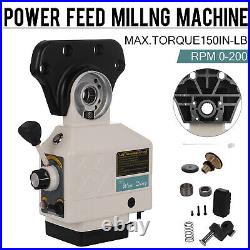 Power Feed X-Axis 150Lbs Torque for Bridgeport Type Milling Machines 0-200 RPM