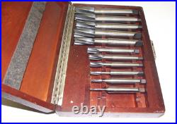 Pratt & Whitney Morse Jig Borer End Mill Reamer Set in Wood Case (Missing 1 Bit)