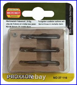 Proxxon 3pc 2 Flute Tungsten milling cutters 27116 / Direct from RDGTools