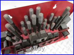 RACK with ASSORTED MILLING MACHINE / ROTARY TABLE T-SLOT CLAMPING HOLDING SET UP