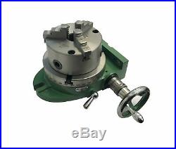 Rdgtools New 150mm / 6 Rotary Table Green With 3 Jaw 125mm Lathe Chuck