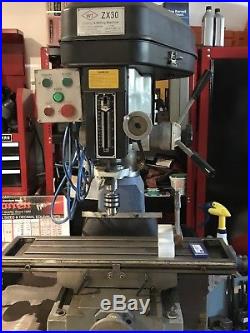 Rong Fu Milling Drilling Machine ZX30 1 1/4 Bench Top with Rolling Bench