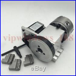 Rotary 4th Axis 100mm 3-jaw Lathe Chuck Nema23 Stepper for CNC Router Engraver