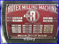 Rotex RM-1 Horizontal Milling Machine Power Feed Benchtop 5x20 1hp 3ph 240v
