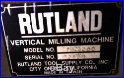 Rutland Vertical Milling Machine 26803000, lots of tooling