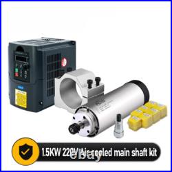 Sales Air Cooled Spindle Motor Kit 1.5kw1500wRound Spindle 24000RPM+VFD Inverter