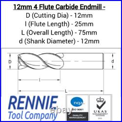 Solid Carbide End Mill 4 Flute TiAlN Coated. Micrograin Carbide. Slot Drill