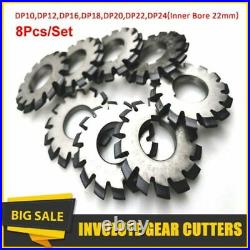 Steel 8Pcs 14.5° Involute Gear Cutter DP8 DP10 DP16 DP20 DP22 DP24 PA14-1/2 HSS